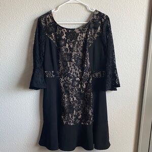 NY Collection Black and Beige Lace Dress